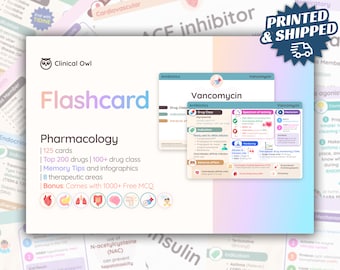 Complete Pharmacology Flashcards | 125 cards | PRINTED & SHIPPED | Revision Cards for Nursing, Medical, Pharmacy School