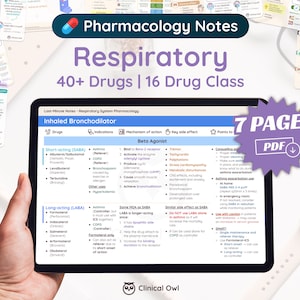 Farmacologia respiratoria / Appunti di studio dell&#39;ultimo minuto / Facoltà di infermieristica, medicina e farmacia / Guida allo studio / 7 pagine