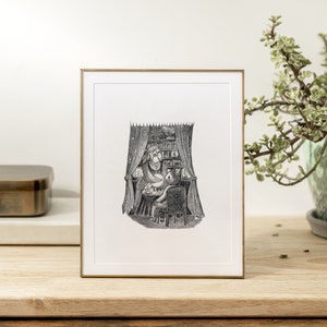 Le destin d'Eustache - Dessin imprimé noir et blanc sur papier canson