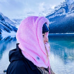 Sherpa hood helmet compatible warm winter hood for ski, snowboard, hiking and other outdoor activities trendy balaclava zdjęcie 7
