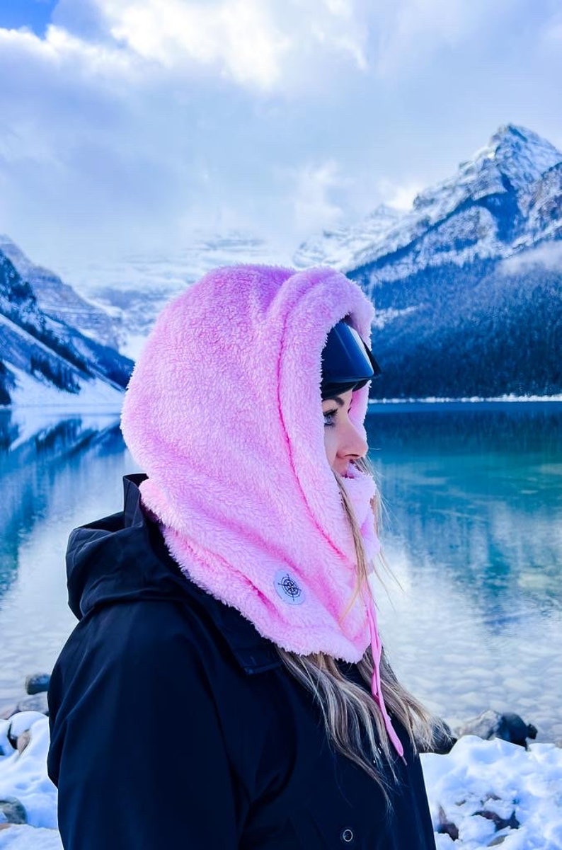 Sherpa hood helmet compatible warm winter hood for ski, snowboard, hiking and other outdoor activities trendy balaclava zdjęcie 7