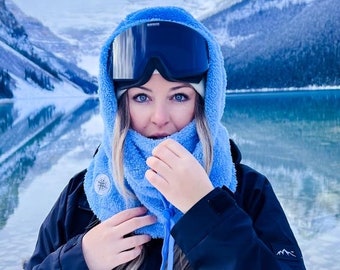 Capucha Sherpa - Compatible con casco - Capucha cálida de invierno para esquí, snowboard, senderismo y otras actividades al aire libre - Pasamontañas de moda