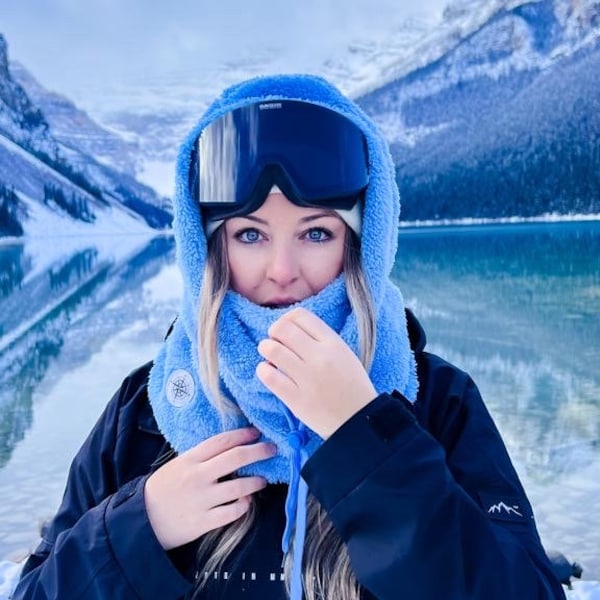 Capuche Sherpa - compatible avec un casque - capuche d'hiver chaude pour le ski, le snowboard, la randonnée et autres activités de plein air - cagoule tendance