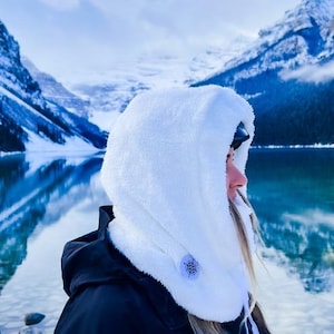 Sherpa hood helmet compatible warm winter hood for ski, snowboard, hiking and other outdoor activities trendy balaclava zdjęcie 9