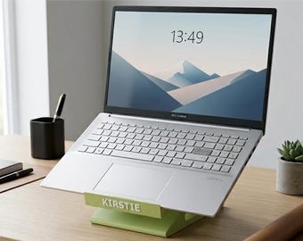 Custom Personalised Laptop Riser & Vertical Dock | 2-in-1 Ergonomic Stand | Desk Space Saver