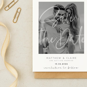 Photo Save the Date Cards, For Wedding, Wedding Favor, Minimal Wedding Save The Date Cards, With Envelopes, Custom Wedding Cards, Photo