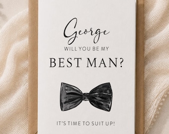 Personalized Best Man Proposal Card - Suit Up, Elegant Design