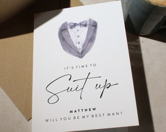 Personalized Groomsman Proposal Card – Suit Up Wedding Invite
