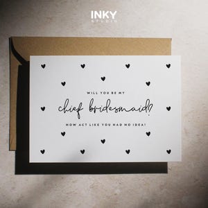 Chief Bridesmaid Card For Her, Any Role, Wedding Card, Proposal Wedding Card, Custom Roles, Includes Envelopes, Wedding Ideas
