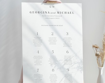 Minimalist Wedding Seating Chart Sign, Custom Welcome Sign