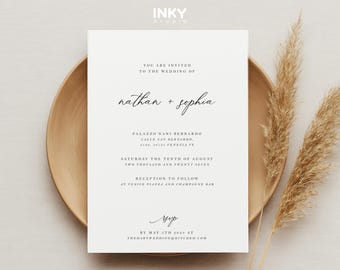 Simple Modern Wedding Invitation Postcard, Stylish Stationery