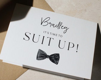Personalized Groomsman Proposal Card, Will You Be My Card, Suit Up
