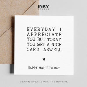 Tarjeta divertida para el día de la madre: diseño de corazón simple, tarjeta personalizada, tarjeta de felicitación para mamá, tarjeta para mamá, tarjeta para ella, agradecimiento