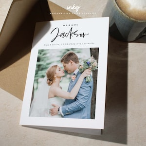 Danke Fotokarte, Gefaltet Hochzeit Dankeskarte, Fotokarte, Dankeskarte, Einfache Dankeskarte Hochzeit, Mit Umschlägen, Grazie