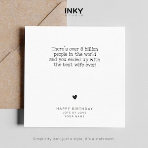 Best Wife Ever Happy Birthday Card - Customised Card, Greeting Card for Birthday, Card for Him, Personalised Funny Birthday Card For Husband