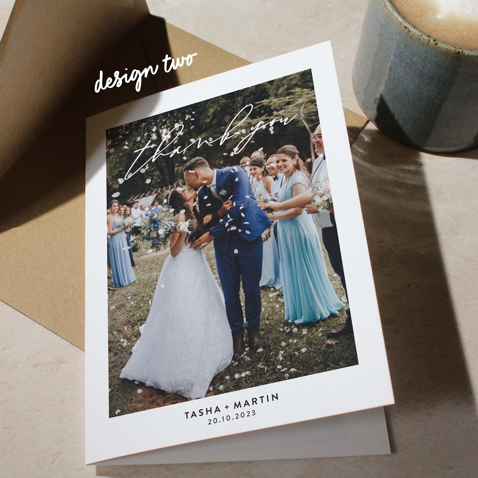 Photo Wedding Thank You Cards With Envelopes, Folded Card - Etsy