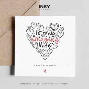 Tarjeta para mi increíble esposa: tarjeta personalizada, tarjeta de cumpleaños, tarjeta de cumpleaños para ella, tarjeta de cumpleaños para esposa, tarjeta sencilla, ilustrada