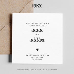 Mamá en un millón: tarjeta personalizada, tarjeta de felicitación para el día de la madre, tarjeta para mamá, tarjeta para ella, tarjeta sencilla, personalizada