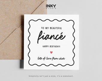 Fiancé Birthday Card, Birthday Card for Fiancé, Happy Birthday Fiancé Card, Romantic Birthday Card for Him, Personalised Fiancé Card