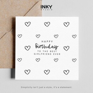 Tarjeta de feliz cumpleaños para novia: tarjeta totalmente personalizada, tarjeta de felicitación de cumpleaños, tarjeta para ella, tarjeta sencilla, personalizada