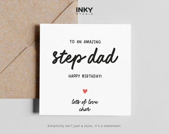 Step Dad Birthday Card, Birthday Card for Step Dad, Happy Birthday Step Dad Card, Stepfather Birthday Card, Cute Step Dad Card