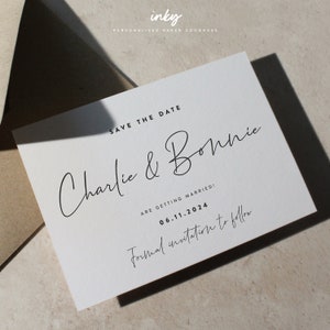 Minimale aangepaste Save The Date-kaart, Save The Date-uitnodigingen, gepersonaliseerde Save The Date-kaarten, inclusief enveloppen, Minimale Save The Date-kaarten