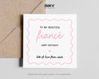 Fiancé Birthday Card, Birthday Card for Fiancé, Happy Birthday Fiancé Card, Romantic Birthday Card for Him, Personalised Fiancé Card
