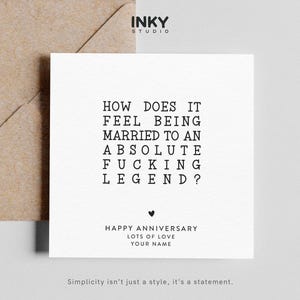 Funny Swear Word Anniversary Card -  Anniversary Card for Her, Him, Simple Card, Personalised, Heart, Card For Partner, Profanity Card