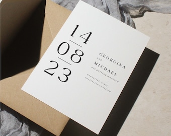 Modern Typography Save The Date Postcard, Personalized Wedding Invitations