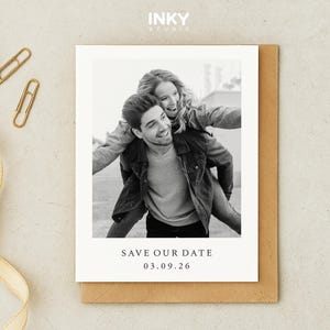 クラシックなSave The Date、封筒付き、完全カスタマイズ可能、写真Save The Date、ユニークなSave The Date、ウェディングカード、アナウンスメントカード