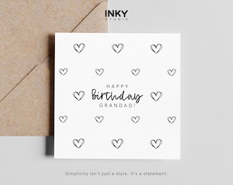 Happy Birthday Grandad Card - Fully Customised Card, Greeting Card for Birthday, Card for Grandparents, Simple Card, Personalised