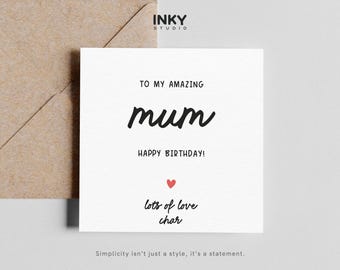 Mum Birthday Card, Birthday Card for Mum, Happy Birthday Mum Card, Mother Birthday Card, Cute Birthday Card Mum