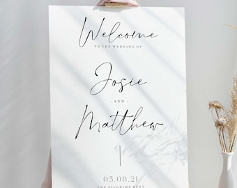 Minimalist Wedding Welcome Sign, Seating Chart, Order of Events