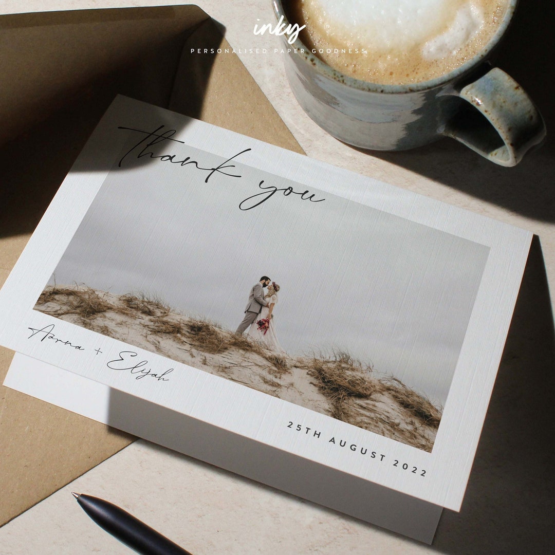 Wedding Thank You Cards, Folded, Photo Thank You Cards, Simple Wedding