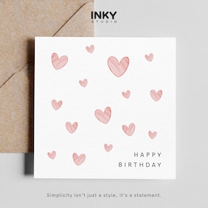 Linda tarjeta de cumpleaños con forma de corazón: tarjeta personalizada, tarjeta de cumpleaños para mamá, tarjeta de cumpleaños para esposa, tarjeta sencilla, personalizada, tarjeta de cumpleaños para abuela