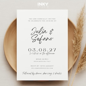 Carte postale d'invitation de mariage, Faire-part de mariage simple, Faire-part de mariage moderne, Carte postale d'invitation à un mariage, Papeterie d'invitation simple, Messine