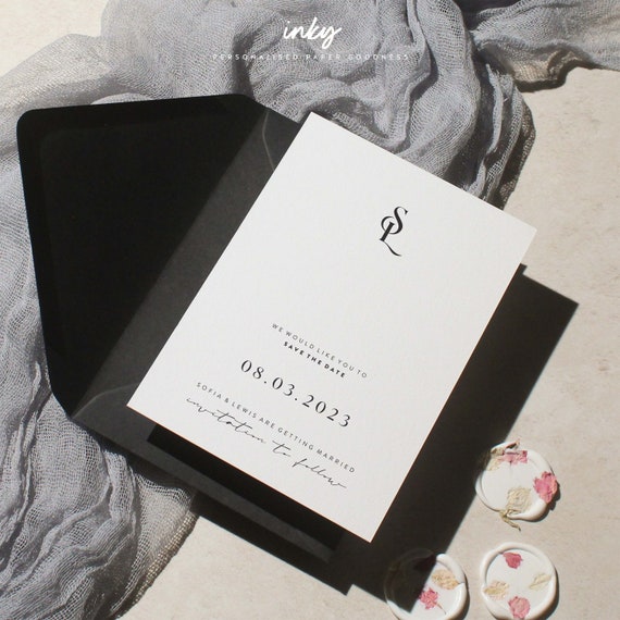 Modern Minimalist Save The Date Cards - Elegant Font, Free Envelopes