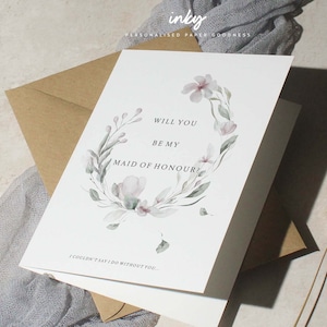 ¿Serás mi dama de honor?, Tarjeta de boda, Tarjeta de propuesta para dama de honor, Tarjeta de propuesta, Contigo serás nuestro, Personalizada, Con nombre