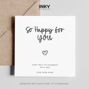 So Happy for you Card Customised from your name, Greeting Card for Celebration, Card for Him and Her, Nice Card Congrats