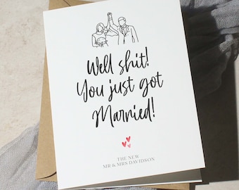 Funny Wedding Congratulations Card, Bride and Groom