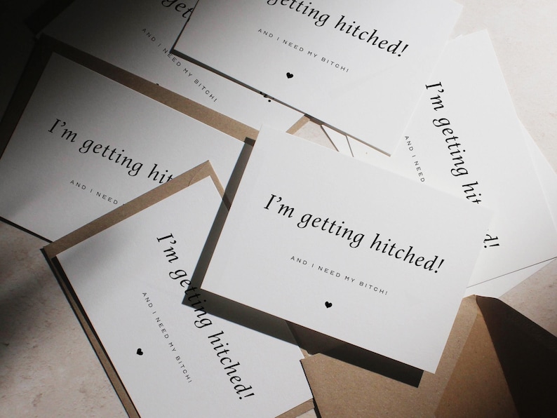 Im Getting Hitched Wedding Card Multi Pack, Wedding Proposal Card, Bridesmaid, Maid of Honour, Any Role, Includes Envelopes image 4