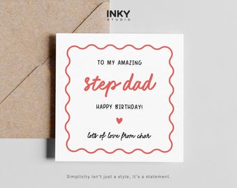 Step Dad Birthday Card, Birthday Card for Step Dad, Happy Birthday Step Dad Card, Stepfather Birthday Card, Cute Step Dad Card