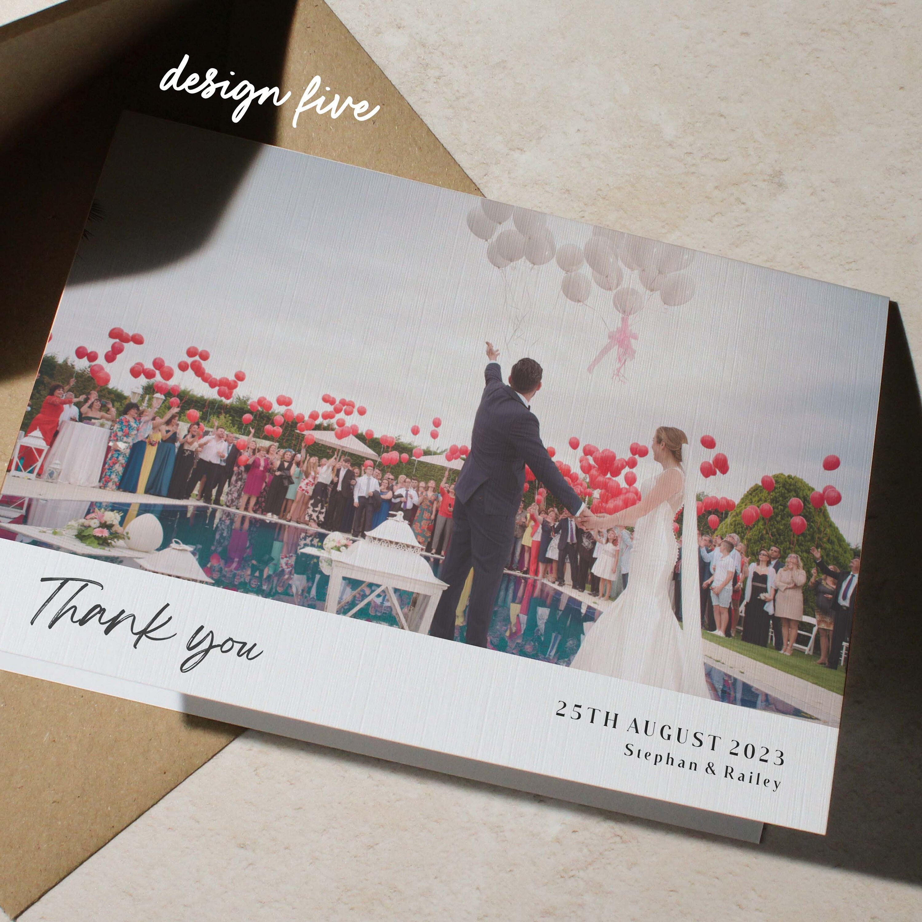 Photo Wedding Thank You Cards With Envelopes, Folded Card - Etsy