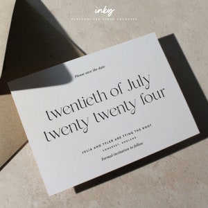 Scheda Save The Date personalizzata minima, inviti Save The Date, Save The Date personalizzati, include buste, schede Save Our Date minime