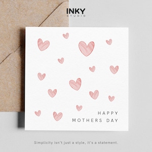 Tarjeta personalizada con corazones rosas para el Día de la Madre: tarjeta personalizada, tarjeta de felicitación para cumpleaños, tarjeta para mamá, tarjeta para ella, tarjeta sencilla, personalizada