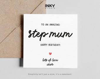 Step Mum Birthday Card, Birthday Card for Step Mum, Happy Birthday Step Mum Card, Stepmother Birthday Card, Cute Step Mum Card