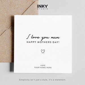Te amo mamá - Tarjeta del día de la madre feliz - Diseño de corazones - Tarjeta personalizada, tarjeta de felicitación para mamá, tarjeta para mamá, tarjeta para ella, personalizada