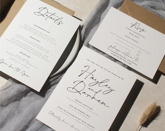 Modern Minimalist Wedding Invitation Set, RSVP Cards