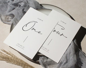 Simple Calligraphy Wedding Table Numbers, Elegant A5/A4 Sign