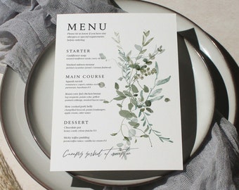 Custom Wedding Menu, Modern A5 Stationery